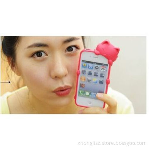 Cute 3D Cats Soft Silicone Back Cover Case for iPhone 4/4S, Many Colors for Choice